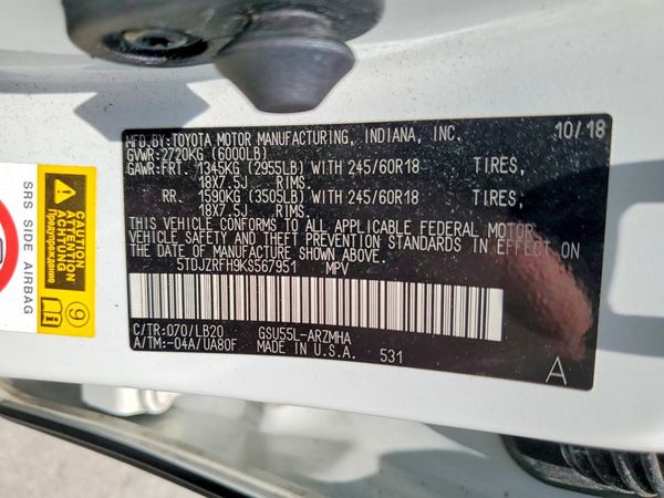 2019 TOYOTA HIGHLANDER SE/XLE