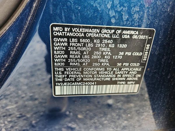 2021 VOLKSWAGEN ATLAS CROSS SPORT SE
