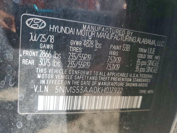 2019 HYUNDAI SANTA FE Limited, Ultimate