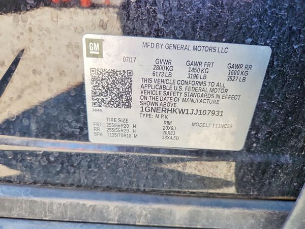 2018 CHEVROLET TRAVERSE LT