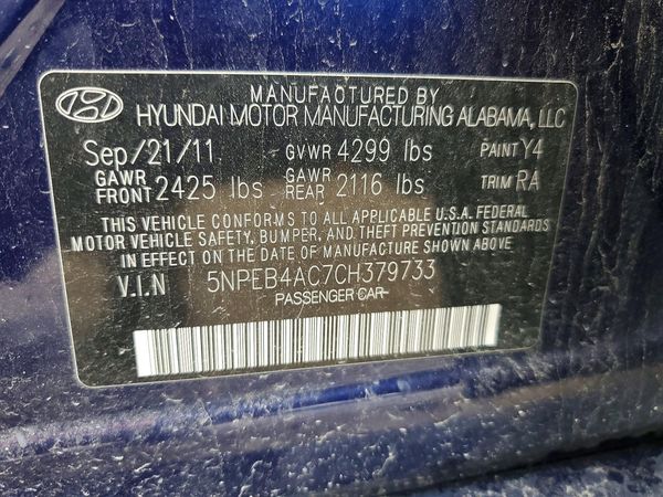 2012 HYUNDAI SONATA Middle-low level