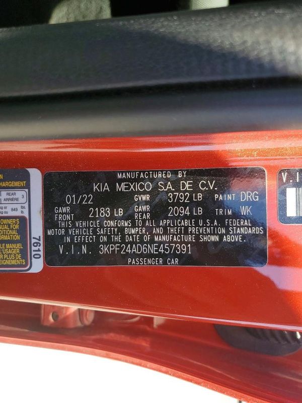 2022 KIA FORTE FE, LXS
