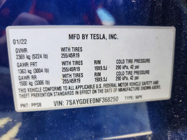 2022 TESLA MODEL Y