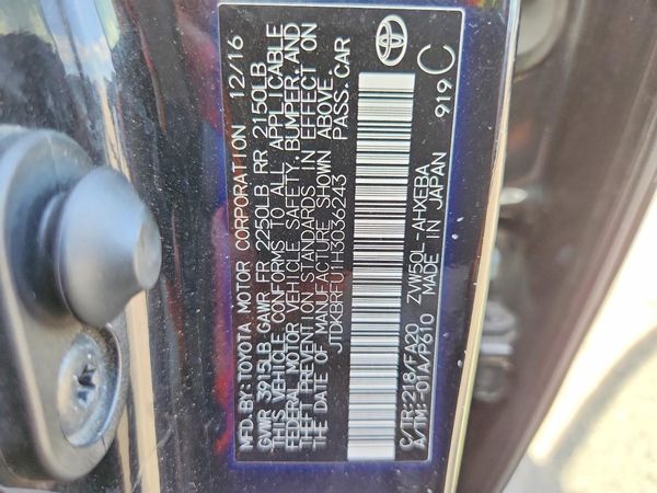 2017 TOYOTA PRIUS One/Two