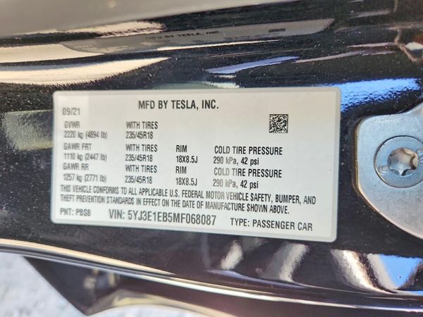 2021 TESLA MODEL 3