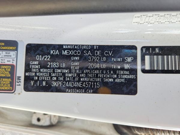 2022 KIA FORTE FE, LXS