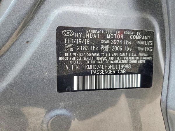 2017 HYUNDAI ELANTRA SE Base — VINS