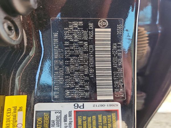 2017 TOYOTA CAMRY LE/SE/XLE/XSE — VINS