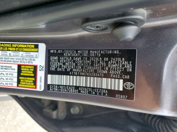 2019 TOYOTA CAMRY L/LE/SE/XLE