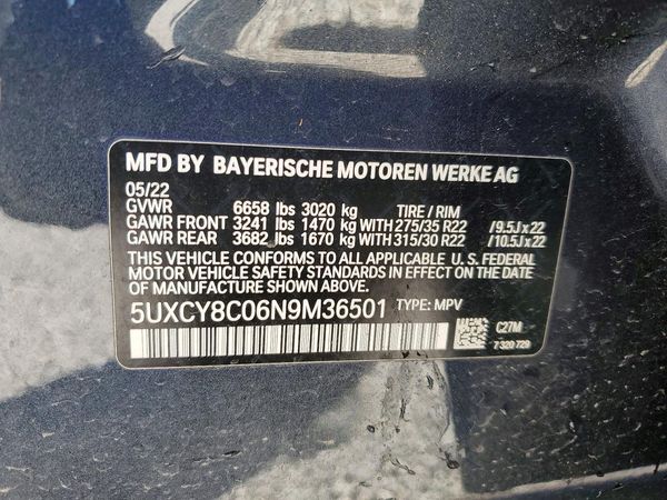 2022 BMW X6 M50i — VINS