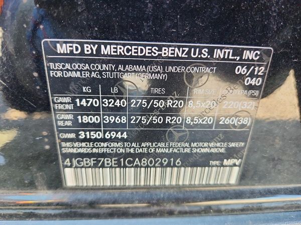 2012 MERCEDES-BENZ GL GL450 4-MATIC