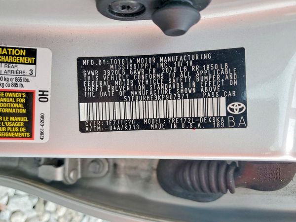 2019 TOYOTA COROLLA L/LE/SE/XLE/XSE