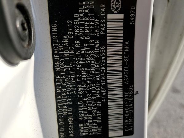 2012 TOYOTA CAMRY