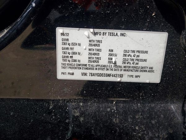 2022 TESLA MODEL Y