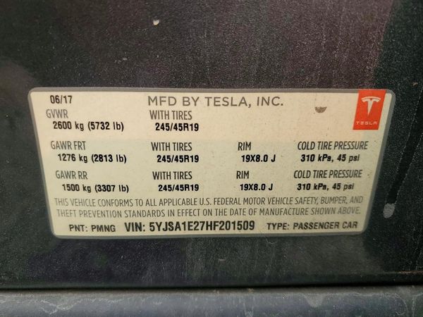 2017 TESLA MODEL S — VINS