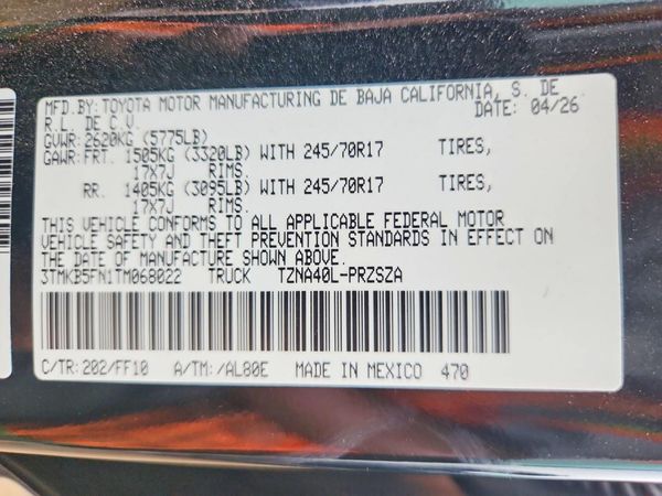 2026 TOYOTA TACOMA