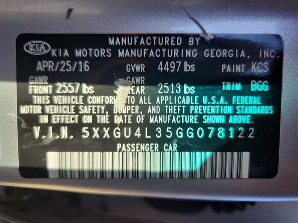 2016 KIA OPTIMA GLS, JSL