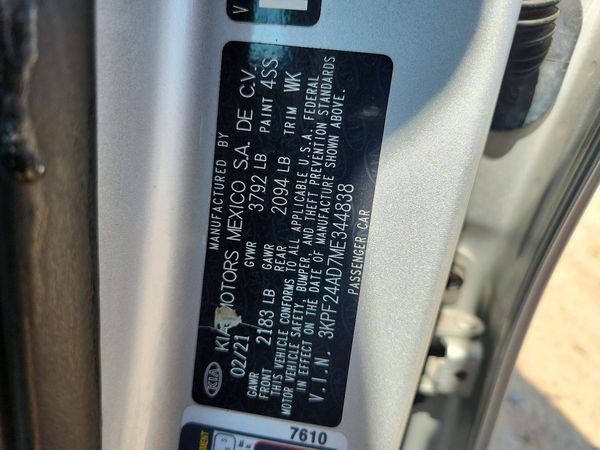 2021 KIA FORTE FE, LXS