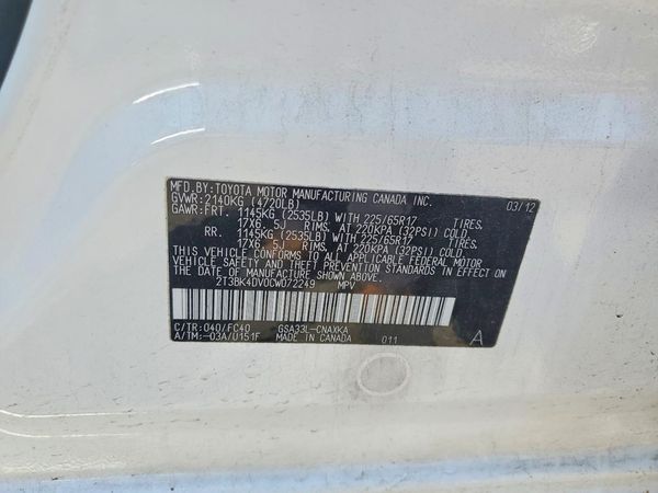 2012 TOYOTA RAV4 BASE Standard