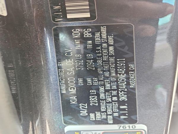 2022 KIA FORTE FE, LXS