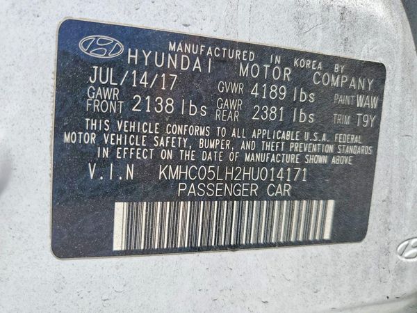 2017 HYUNDAI IONIQ