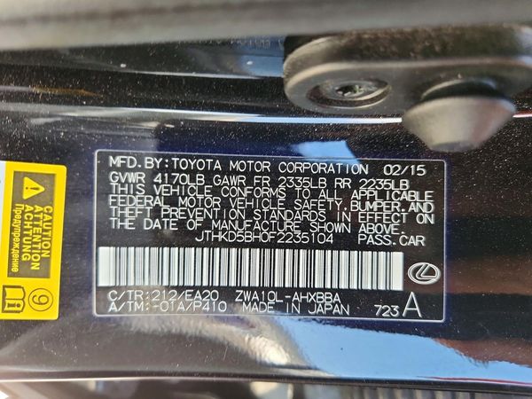 2015 LEXUS CT 200h