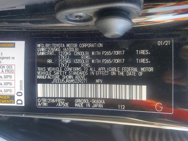 2021 TOYOTA 4RUNNER SRS