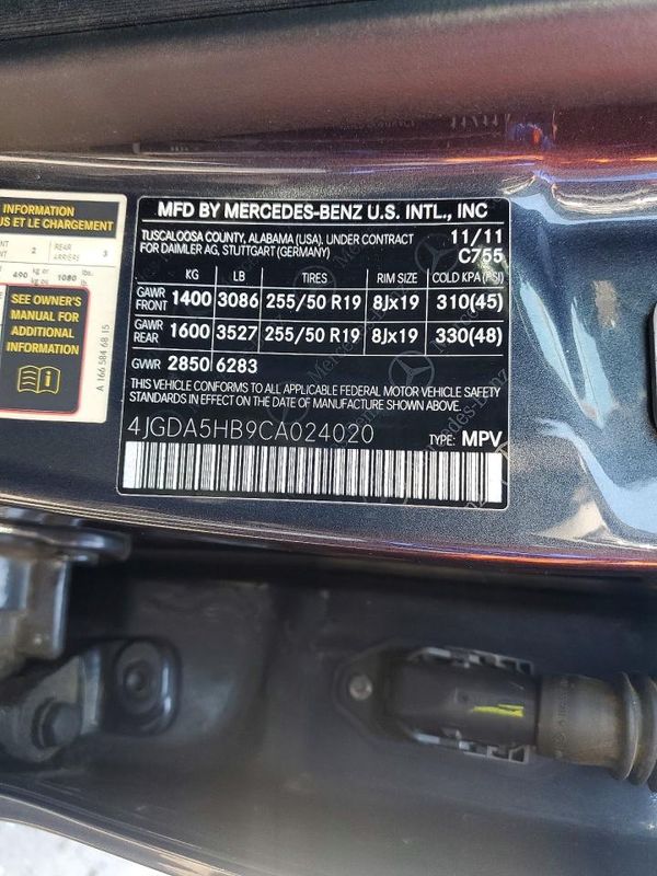 2012 MERCEDES-BENZ ML ML350 4-MATIC
