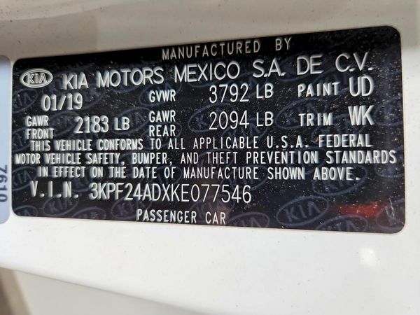 2019 KIA FORTE FE/LX/LXS