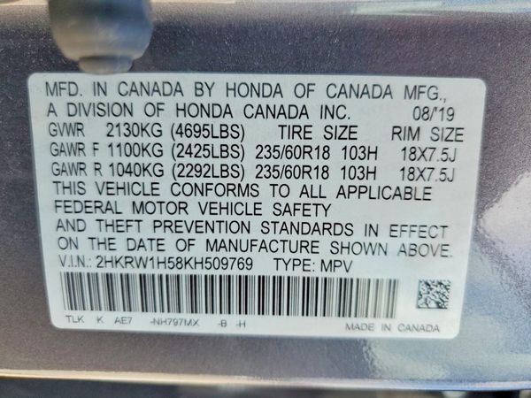 2019 HONDA CRV EX