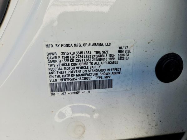 2017 HONDA PILOT EXL