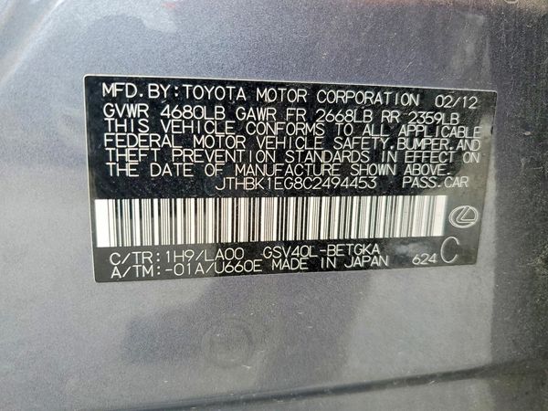 2012 LEXUS ES 350