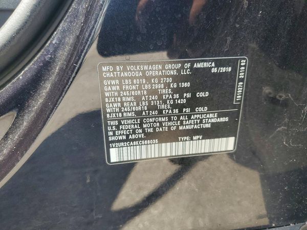 2019 VOLKSWAGEN ATLAS 4Motion SE