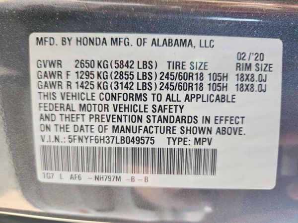 2020 HONDA PILOT EX