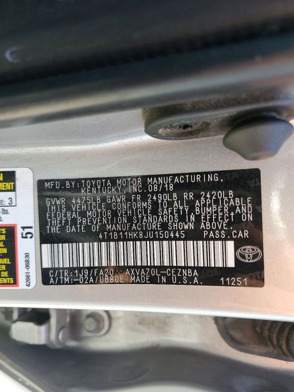 2018 TOYOTA CAMRY L/LE/SE/XLE