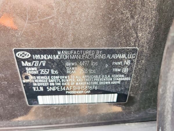 2017 HYUNDAI SONATA