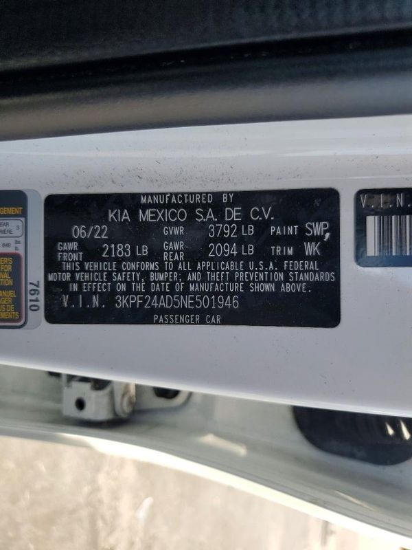 2022 KIA FORTE FE, LXS