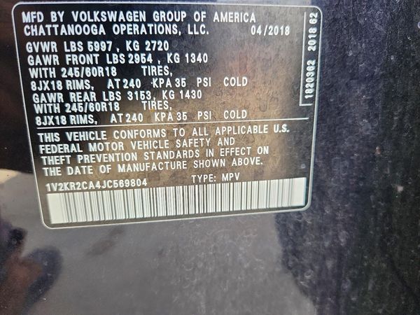 2018 VOLKSWAGEN ATLAS 4Motion SE
