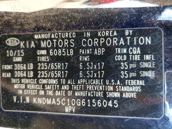 2016 KIA SEDONA L - Low level