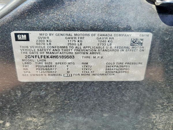 2017 CHEVROLET EQUINOX LT / FL