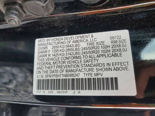 2022 HONDA PILOT BLACK EDITION