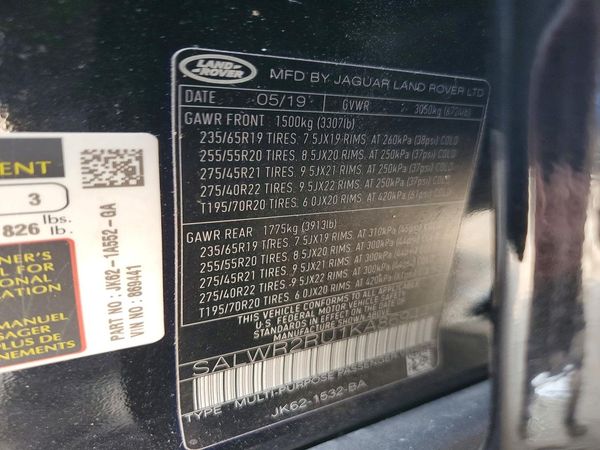 2019 LAND ROVER RANGE ROVER SPORT HSE