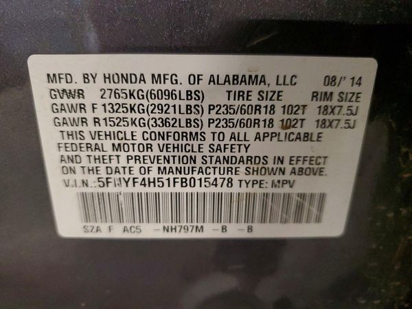 2015 HONDA PILOT EX-L
