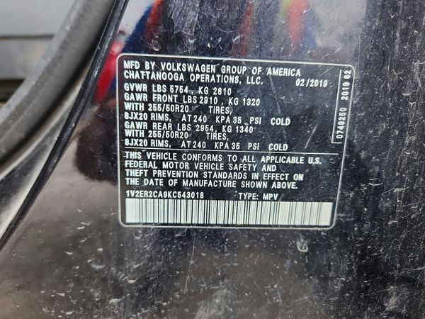 2019 VOLKSWAGEN ATLAS