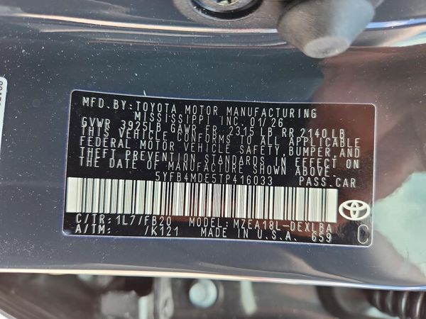 2026 TOYOTA COROLLA LE