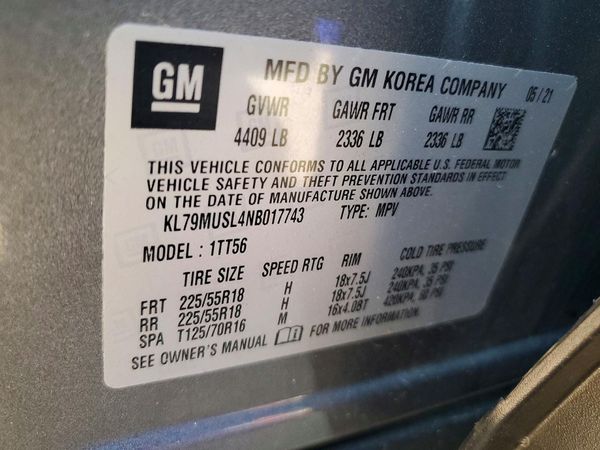 2022 CHEVROLET TRAILBLAZE RS — VINS