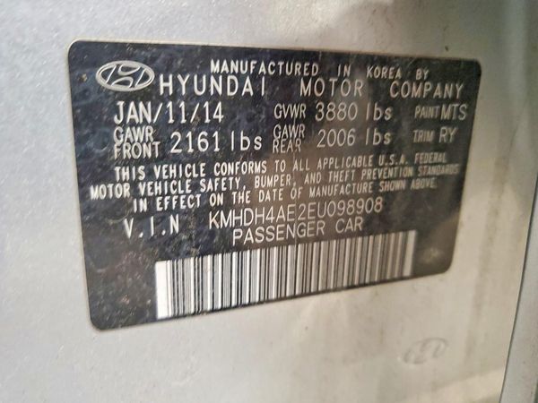 2014 HYUNDAI ELANTRA GLS (Middle) — VINS
