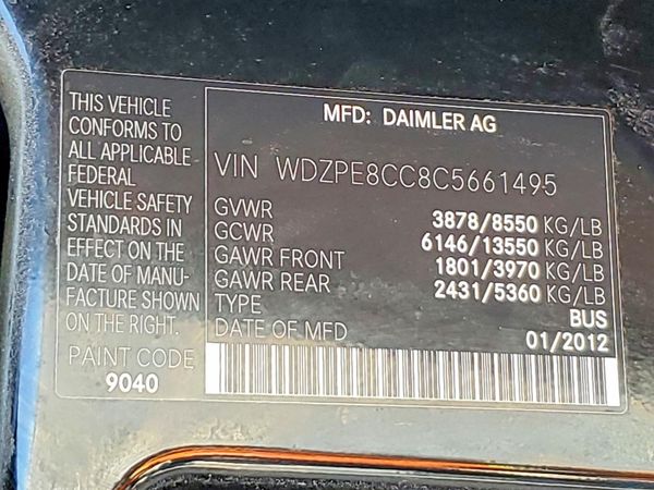 2012 MERCEDES-BENZ SPRINTER High Roof