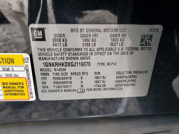 2016 CHEVROLET TRAVERSE 2LT