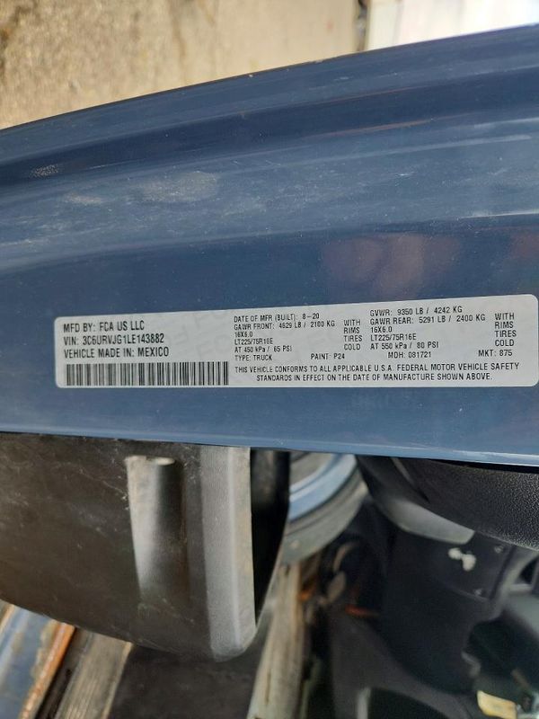 2020 RAM PROMASTER 3500 VF